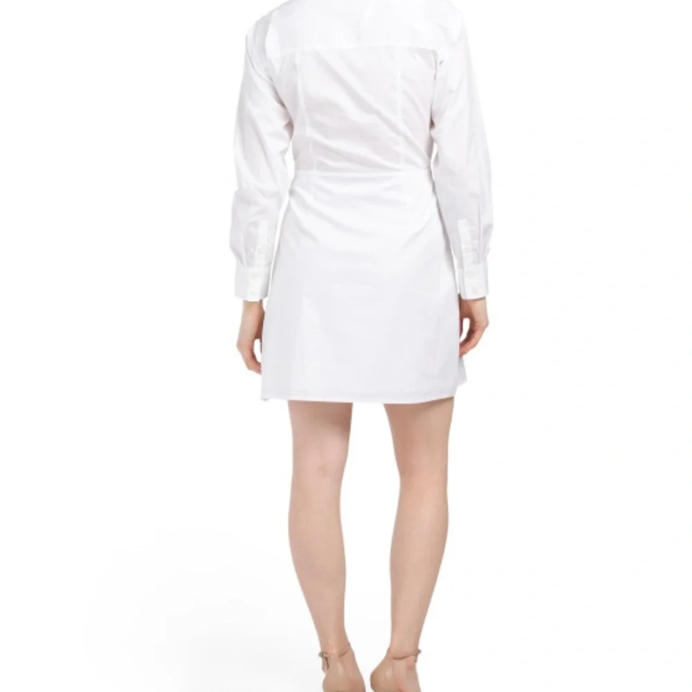 Tanya Taylor Winnie Optical White Long Sleeves Wrap Dress, Size 4 - Picture 4 of 9